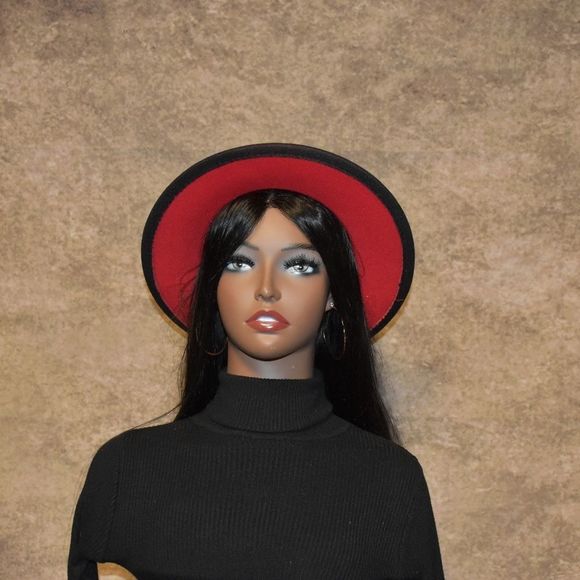 Red and Black Gradient Fedora Hat - Picture 4 of 4